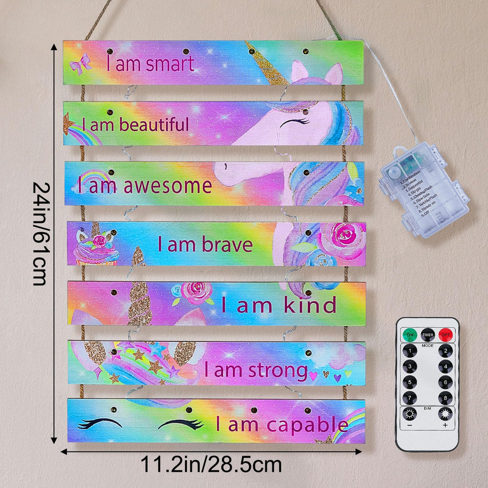 FIOBEE teen room decor with unicorn motif and motivation.