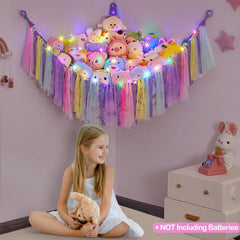 Fiobee wall-hanging toy storage net keeping playroom tidy and spacious
