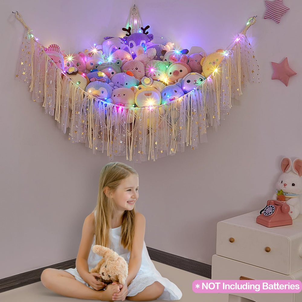 FIOBEE wall-mounted toy organizer keeps a corner tidy and enhances playroom decor