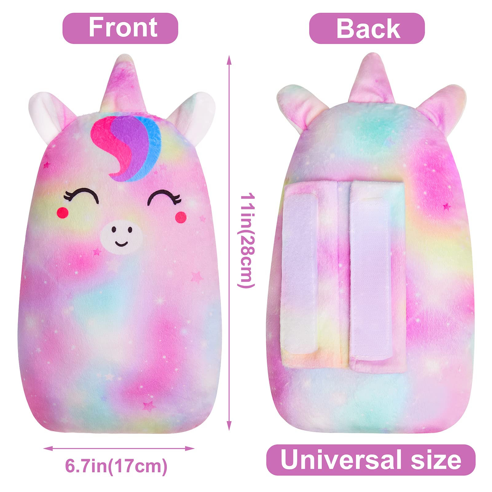 FIODAY adjustable unicorn pillow fits most car belts for versatility