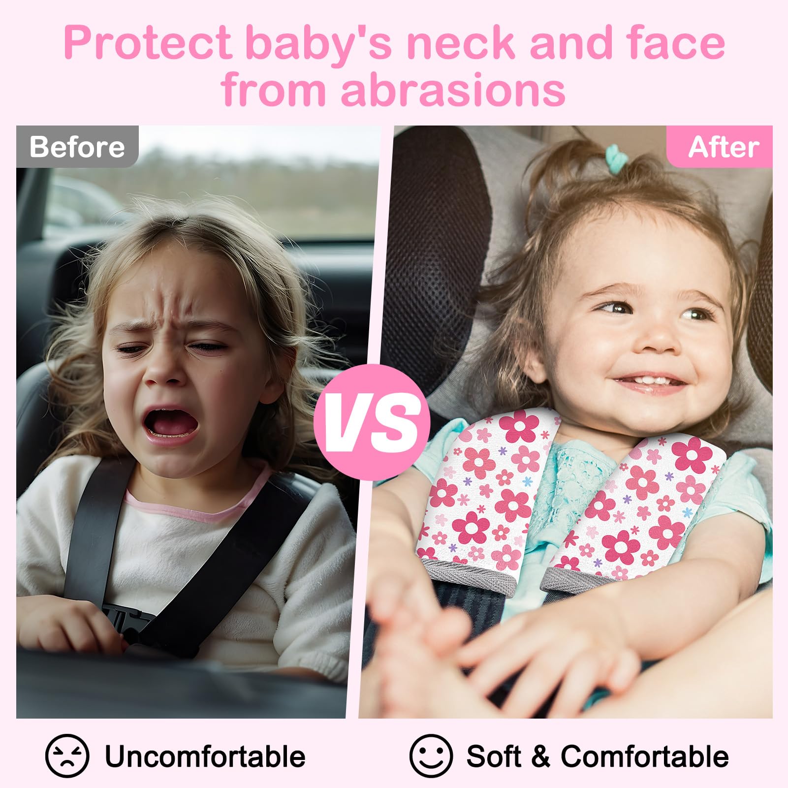 FIODAY seatbelt cover for kids in two sizes fits most seats and strollers