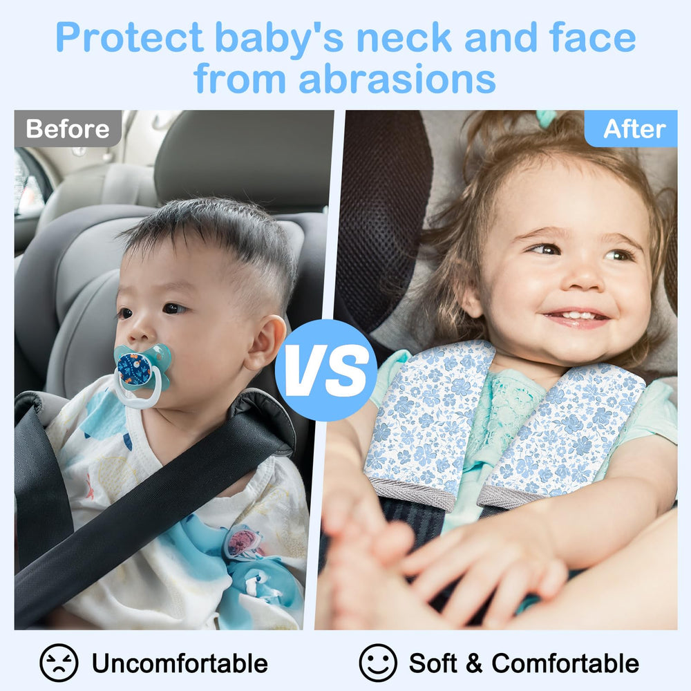 FIODAY seat belt cover pad available in small and large sizes for universal fit.