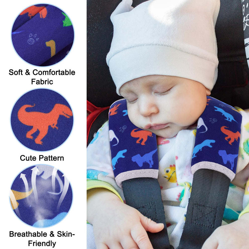FIODAY blue dinosaur pad with stroller attachment, universal fit for gear.