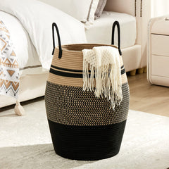 Fiona's magic 105L hamper side view, versatile tall basket for living room.