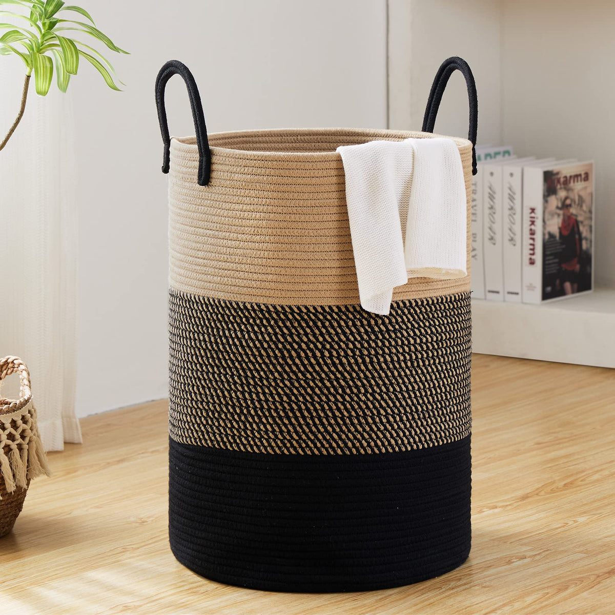 Fiona's magic 58L laundry hamper with ample capacity for clothes and towels.