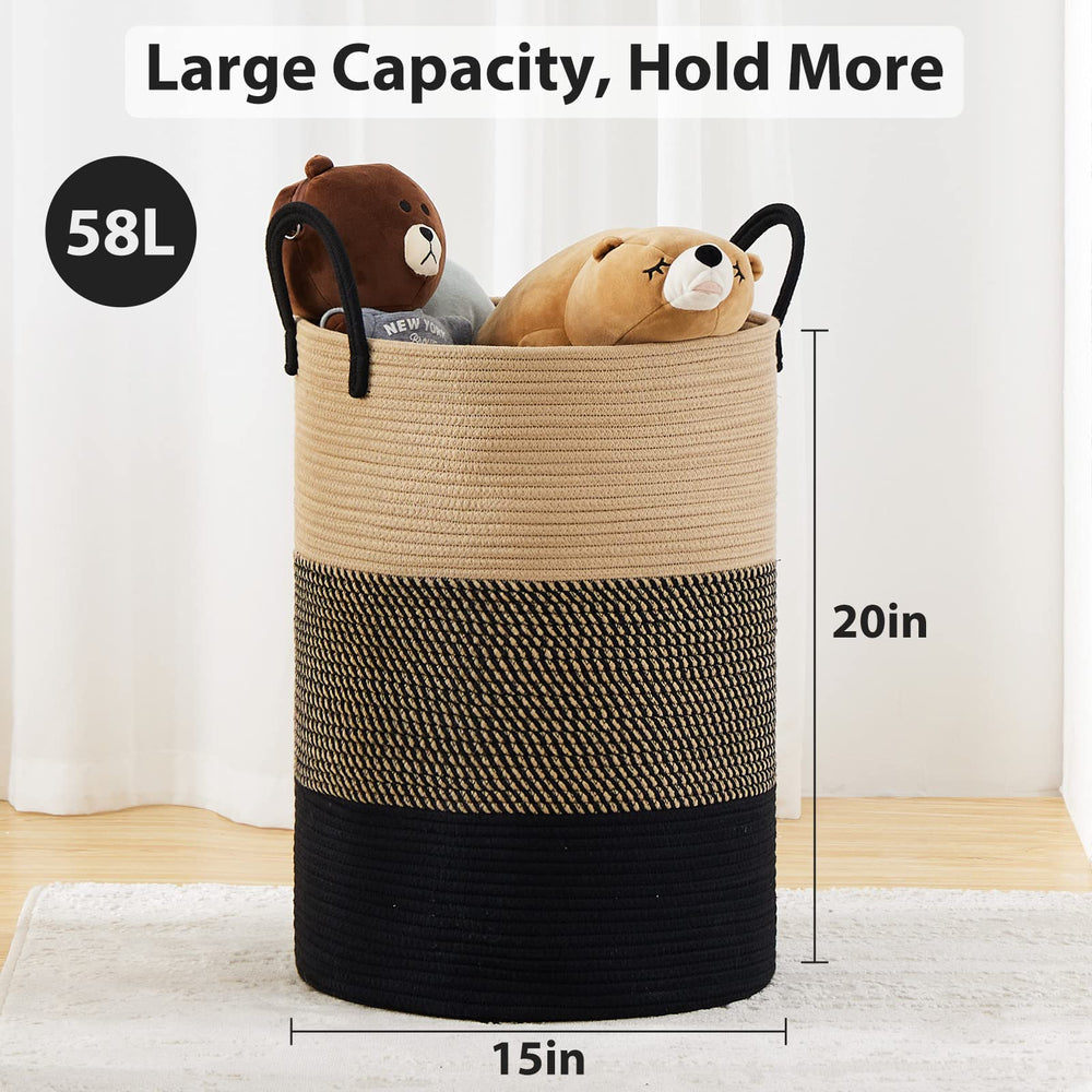 Fiona's magic boho storage basket adds stylish organization for living room clutter.