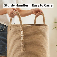 Fiona's magic collapsible laundry hamper folds for simple storage when not in use.