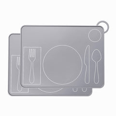 Fire Rooster Kids Montessori placemat grey laid flat for tidy mealtime.