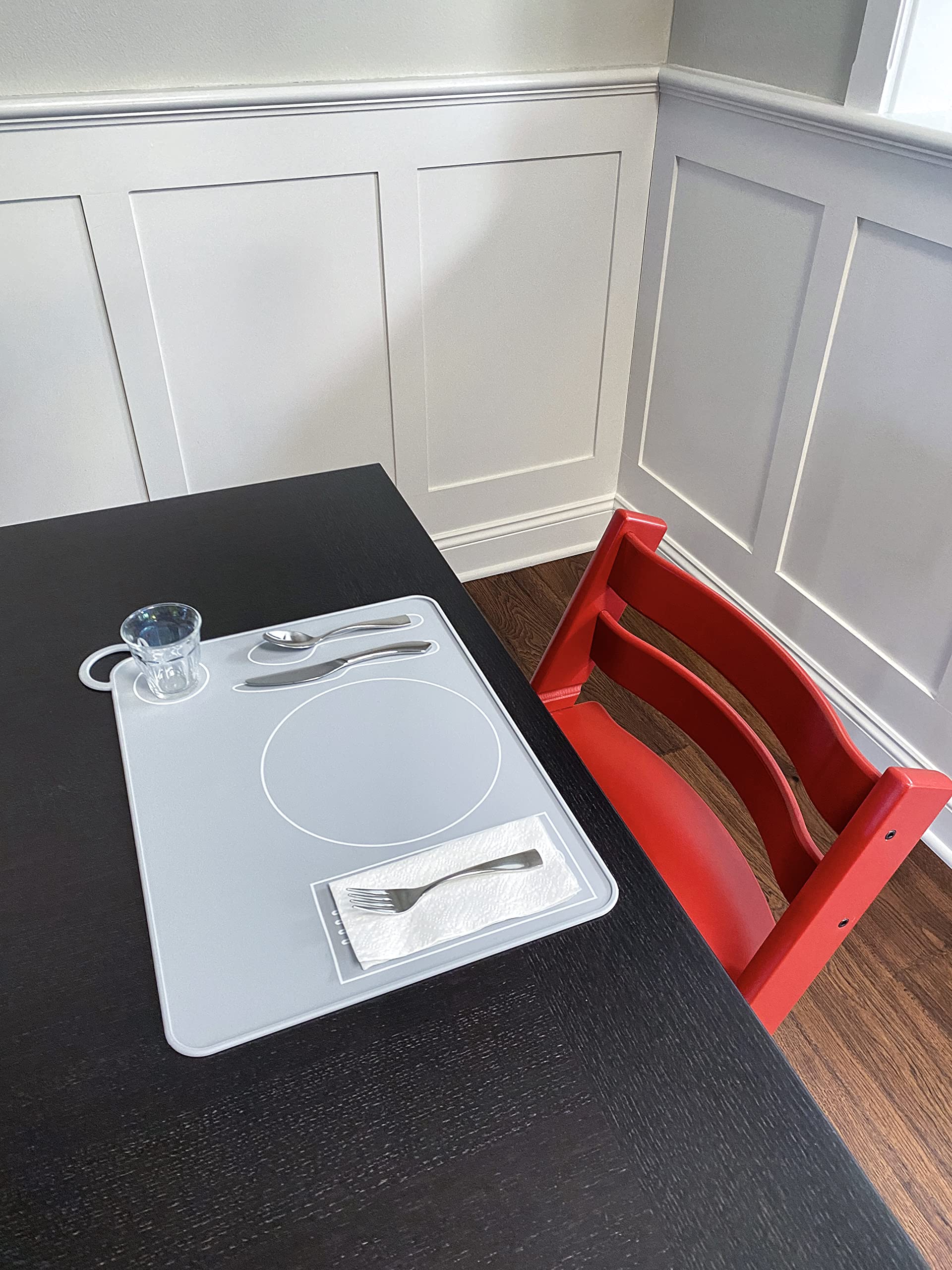 Fire Rooster Kids durable silicone placemat resists fading in dishwasher.