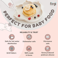 Firgi Meow plate grows with your child from baby to toddler.