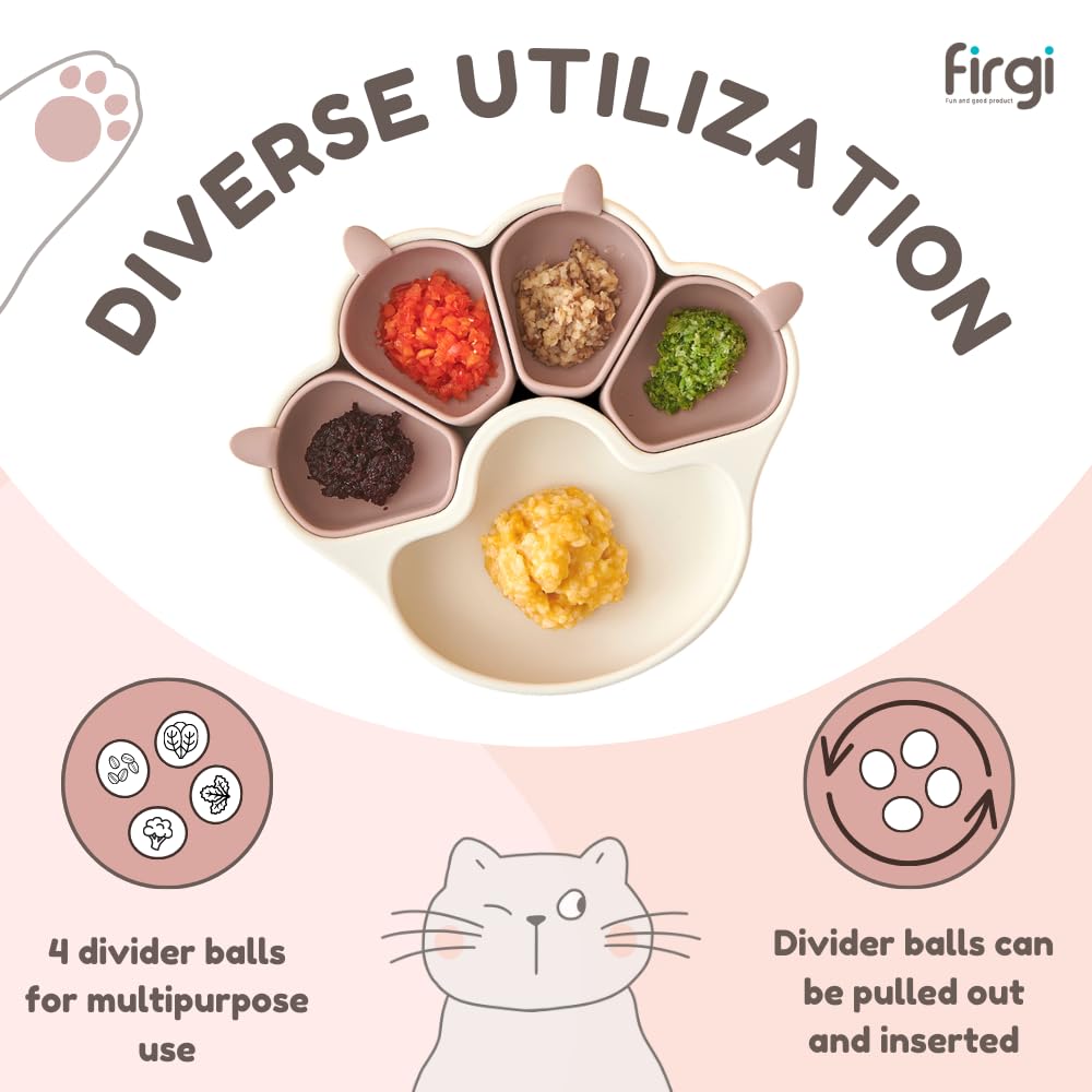 Firgi Meow strong suction base keeps plate secure during meals.