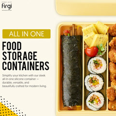 Firgi stackable silicone containers illustrating space-saving design