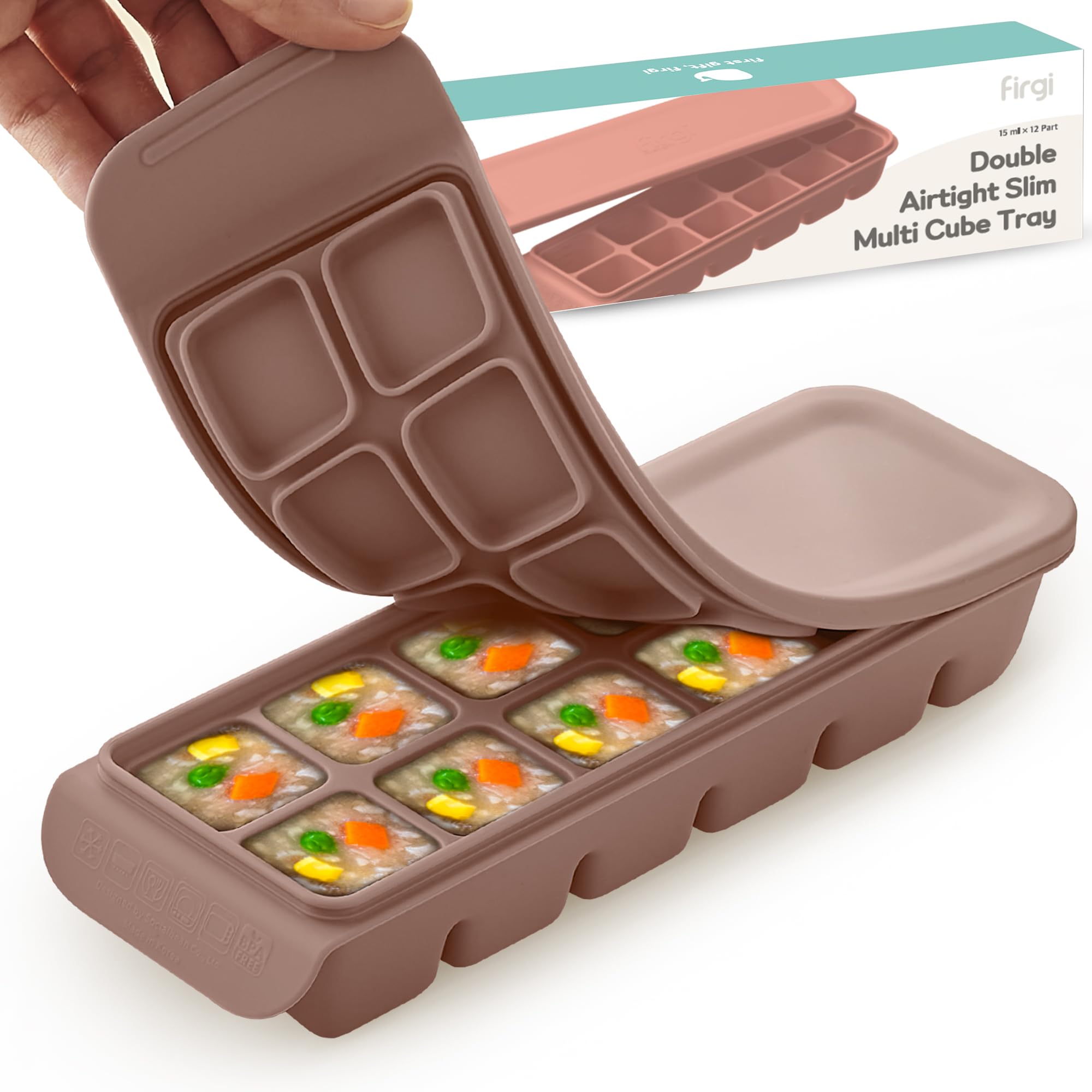 Firgi silicone ice cube tray with 12 sections for precise portions.
