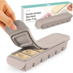Firgi silicone ice cube tray with lid 2-pack for easy baby meals and breast milk storage