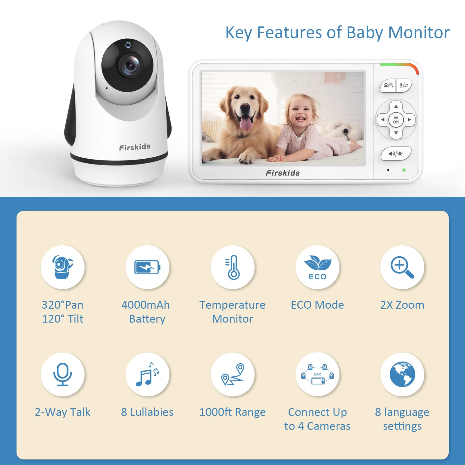 Firskids camera plugged in keeps monitoring continuous across the day.
