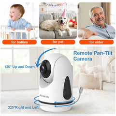 Firskids baby monitor PTZ cameras provide wide-angle, full-room viewing.