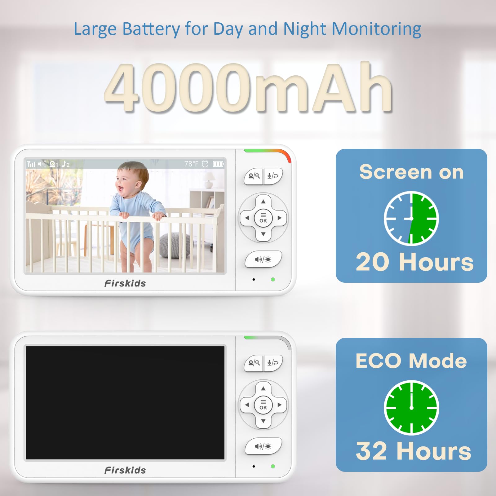 Firskids monitor includes a wall-mounted and a portable camera.