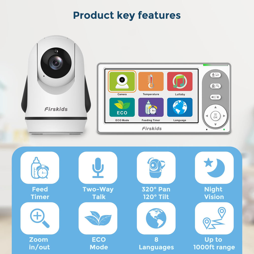 Firskids PTZ capability lets you pan tilt and zoom to follow baby.
