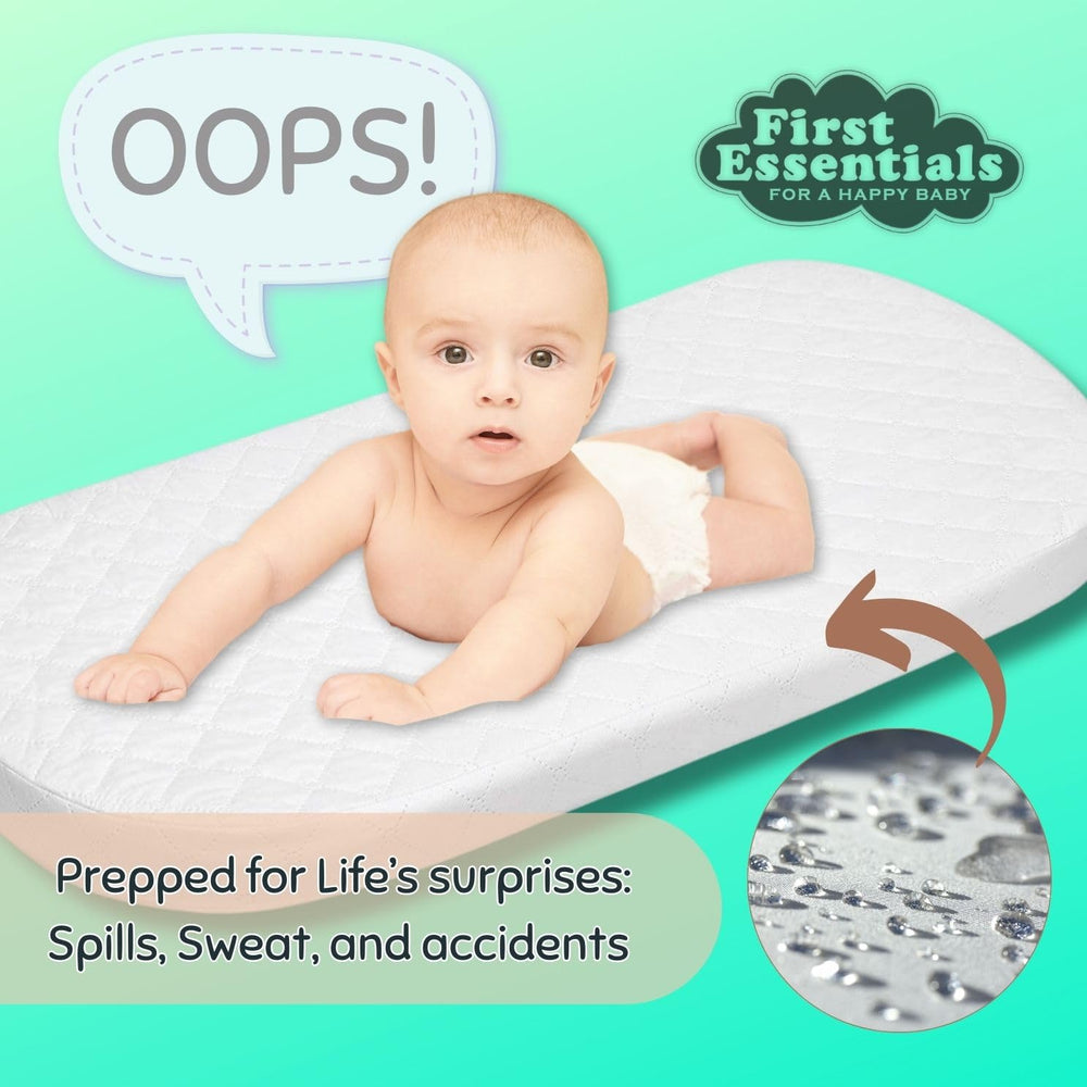 First Essentials bassinet mattress pad made in USA with durable craftsmanship.