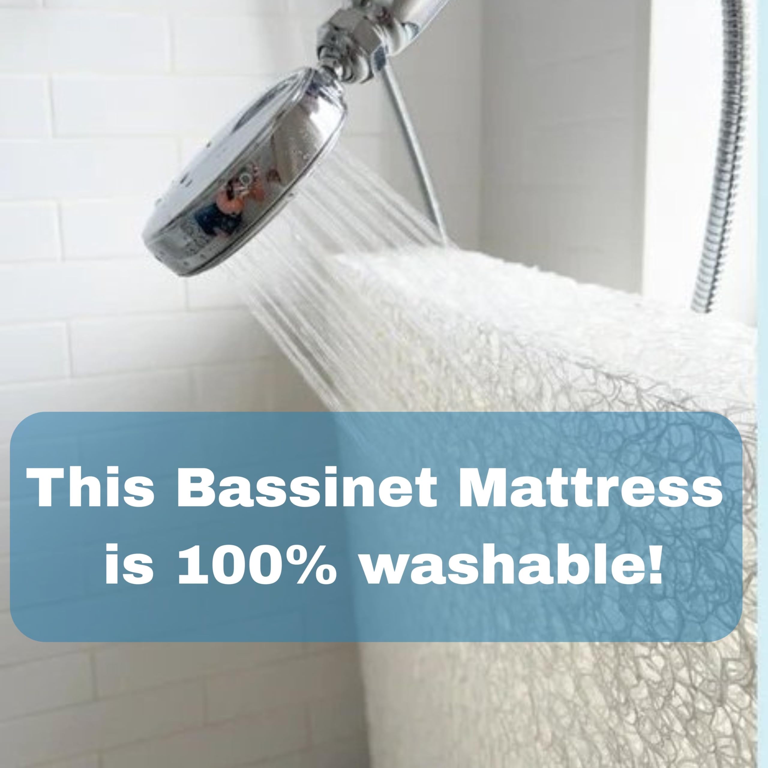 First Essentials bassinet mattress USA-made label signals durable, high-quality craftsmanship