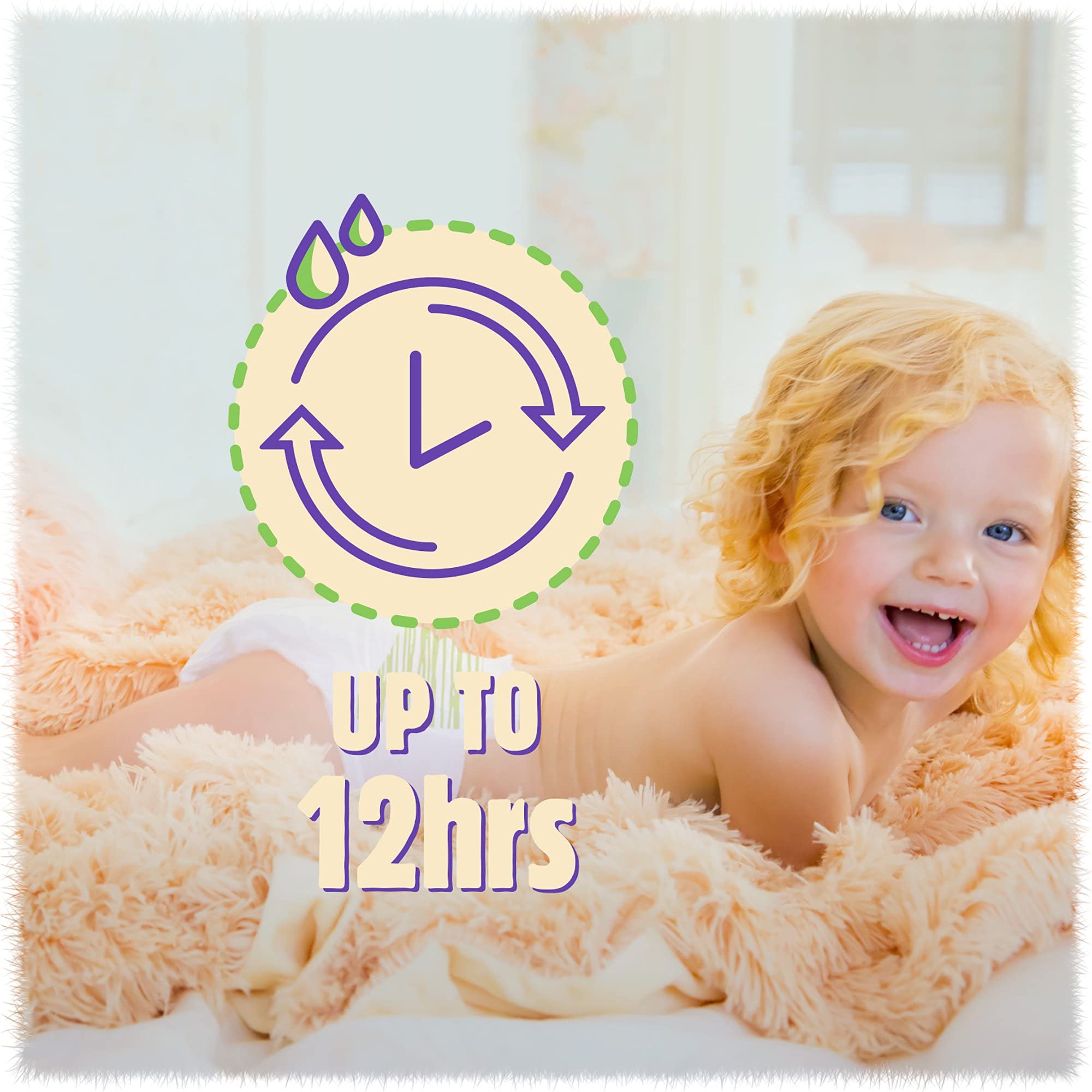First Quality Cuties Complete Care diaper showing adjustable grip tabs for a snug fit.