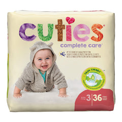 First Quality Cuties Complete Care diaper with soft elastic waistband for secure daily wear.