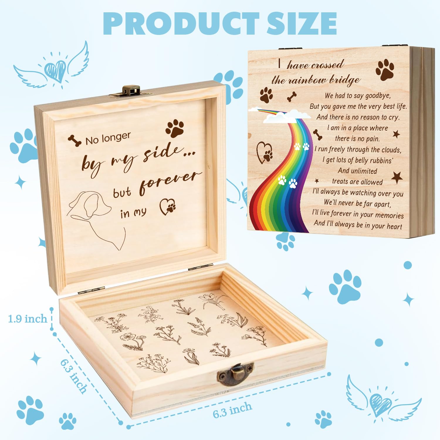 Fisahat wooden memorial box with laser-engraved interior preserving cherished canine memories