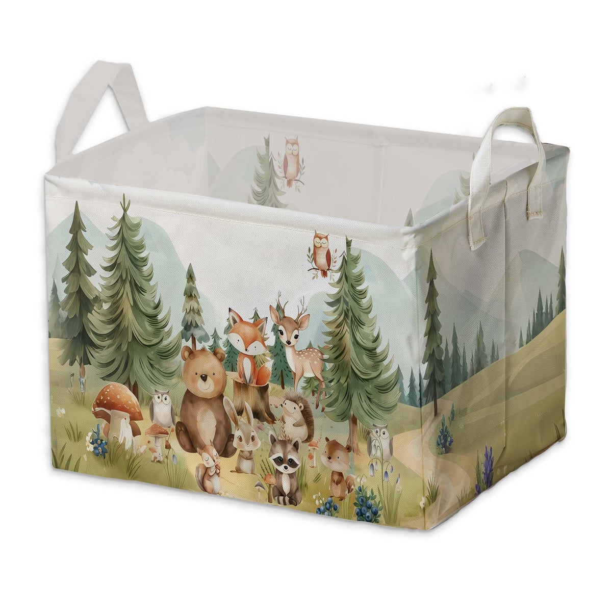 Fisahat woodland storage basket with deer design for nursery organization and toy storage