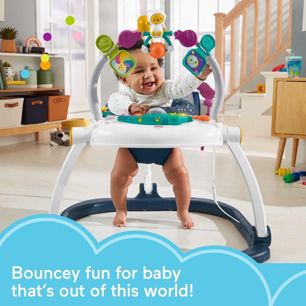 Astro Kitty jumperoo front bar with spinners to engage little hands
