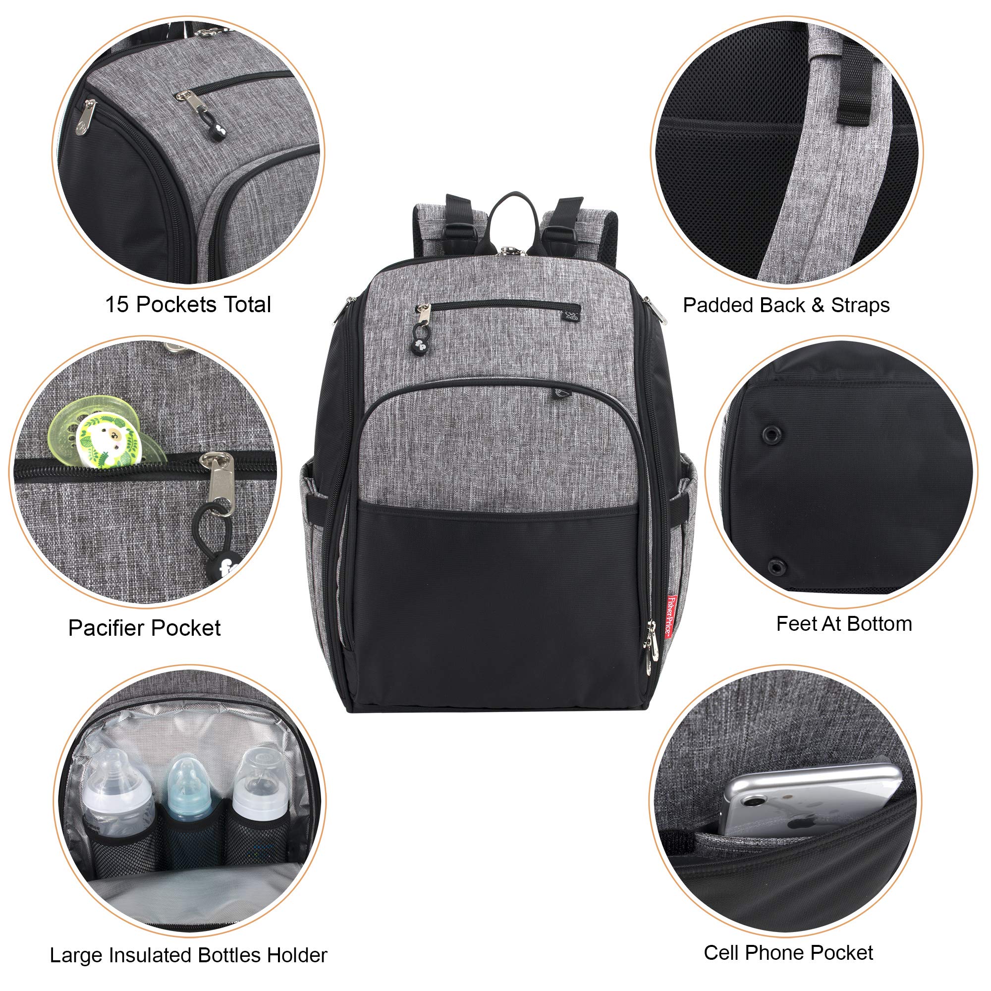 Fisher-Price Baby backpack with padded back and adjustable straps for comfortable all-day wear.