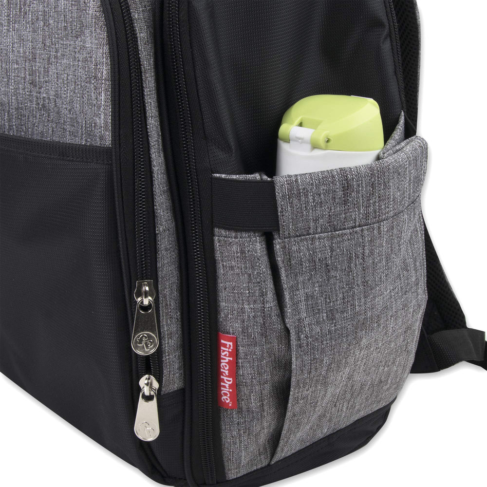 Fisher-Price Baby backpack back panel padded for ergonomic support during travel.