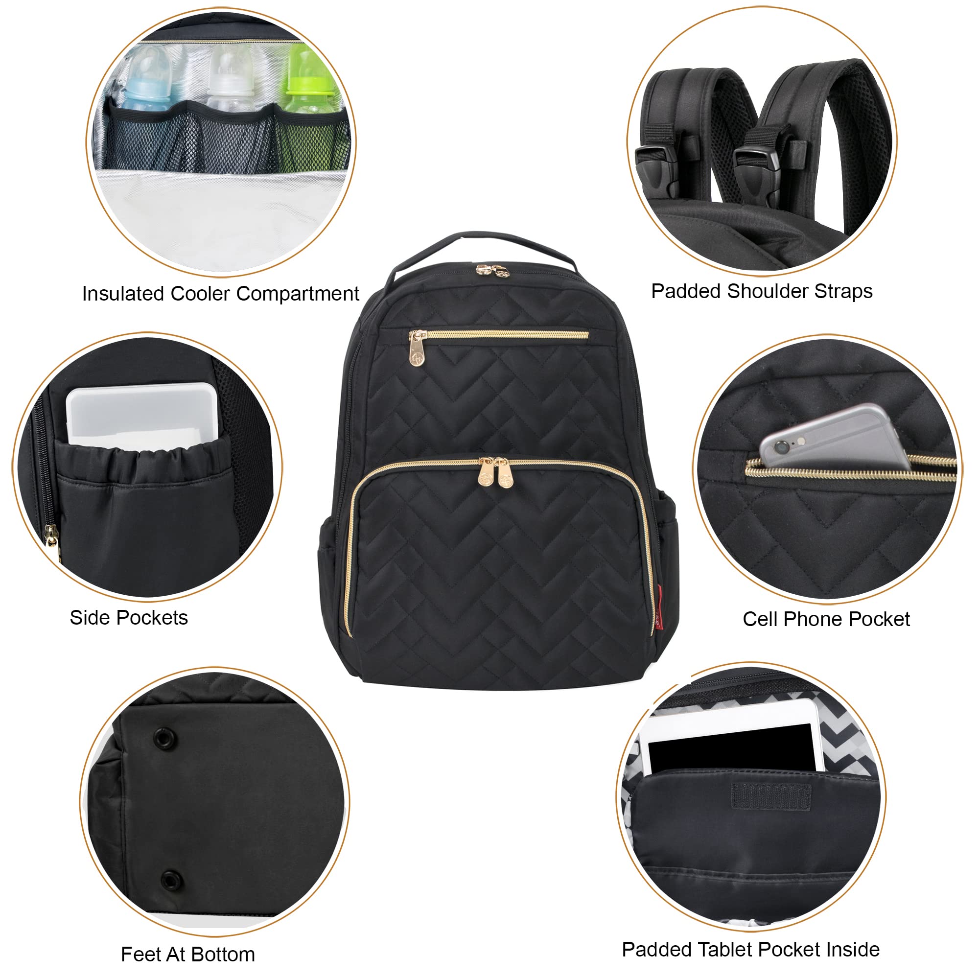 Fisher-Price Morgan backpack showing multiple pockets for organized baby gear