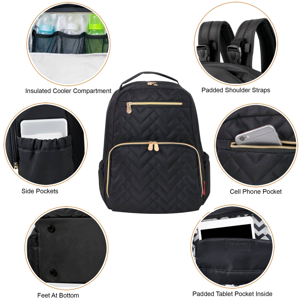 Fisher-Price Morgan backpack showing multiple pockets for organized baby gear