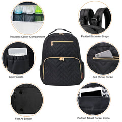 Fisher-Price Morgan backpack showing multiple pockets for organized baby gear