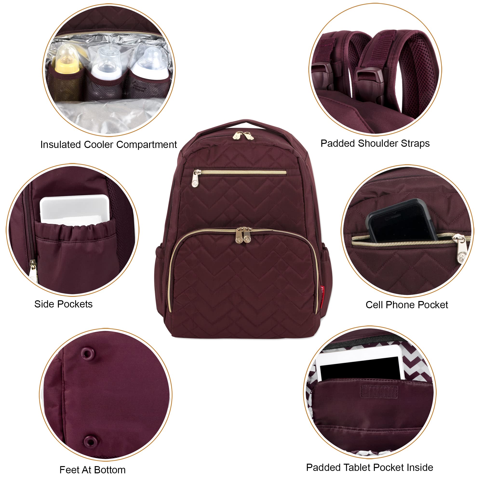 Fisher-Price Morgan quilted backpack laptop compartment for on the go tech.