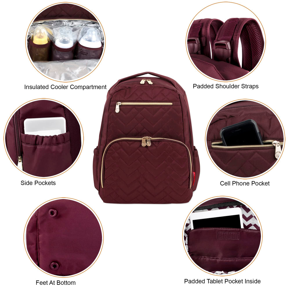 Fisher-Price Morgan quilted backpack laptop compartment for on the go tech.