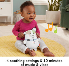 Fisher-Price Calming Vibes Puppy Soother vibrating feature calms during cuddles.