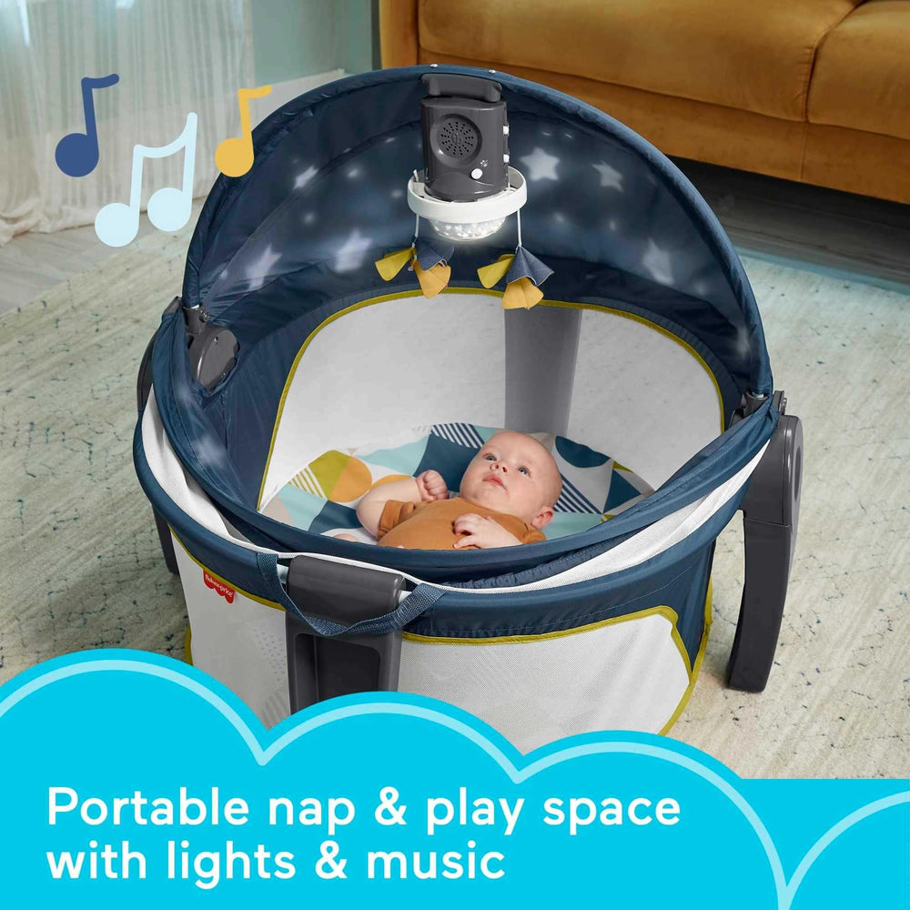 Fisher-Price deluxe on-the-go bassinet mesh sides for easy baby visibility