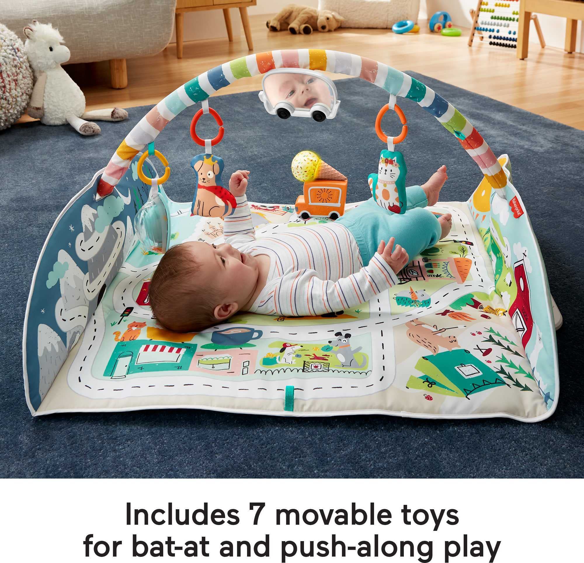 Fisher-Price ice cream truck toy adds music and lights for engaging play.