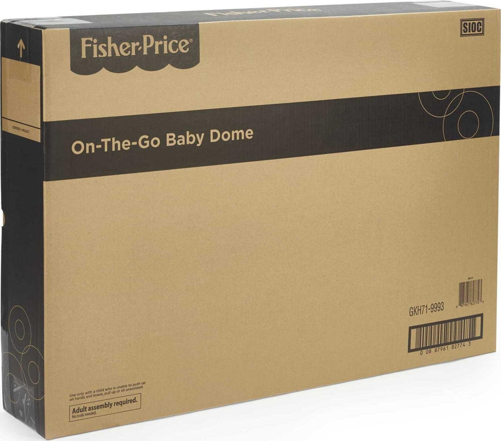 Fisher-Price On-the-Go Baby Dome canopy shields sun for outdoor comfort.