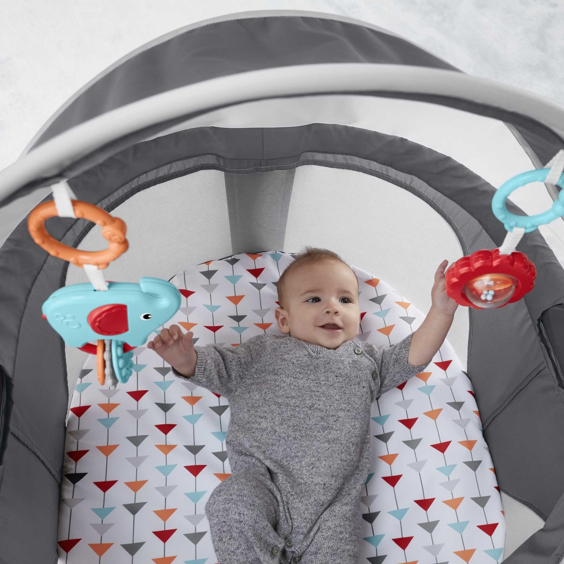 Fisher-Price On-the-Go Baby Dome folded flat for easy travel.