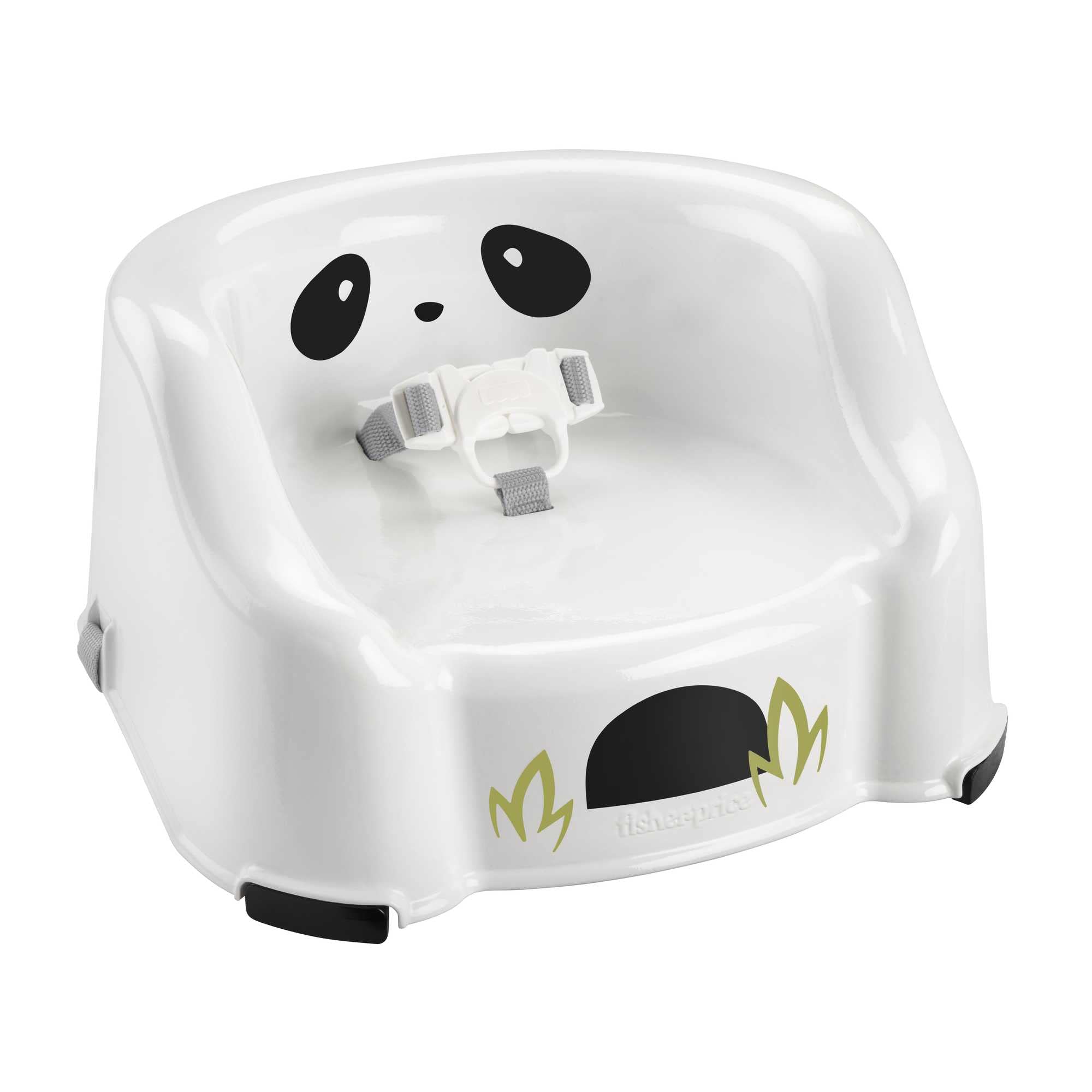 Fisher-Price Panda booster seat on a clean table with simple, wipe-clean surface