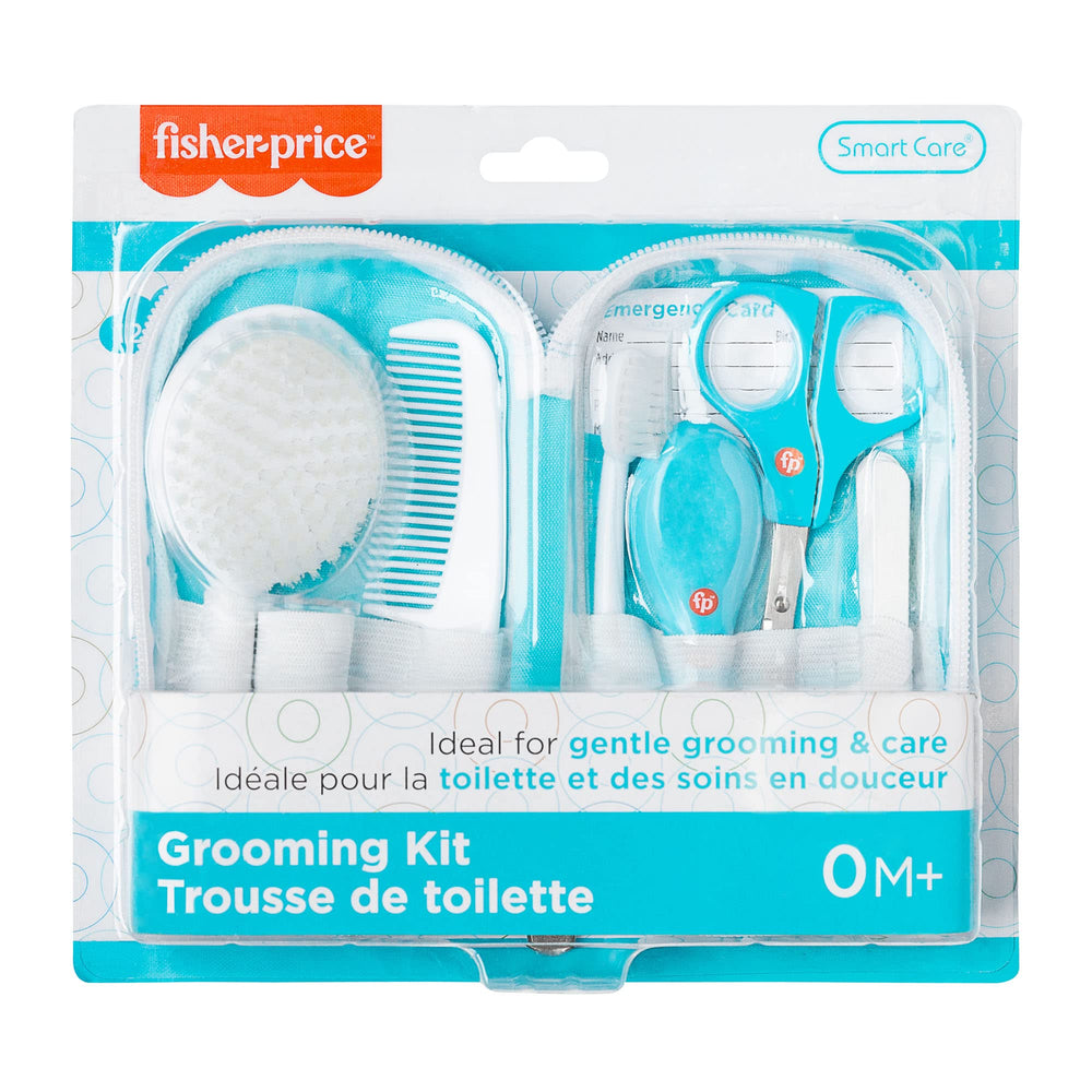 Fisher-Price Smart Care 12-piece kit travel case keeps baby grooming organized on the go.