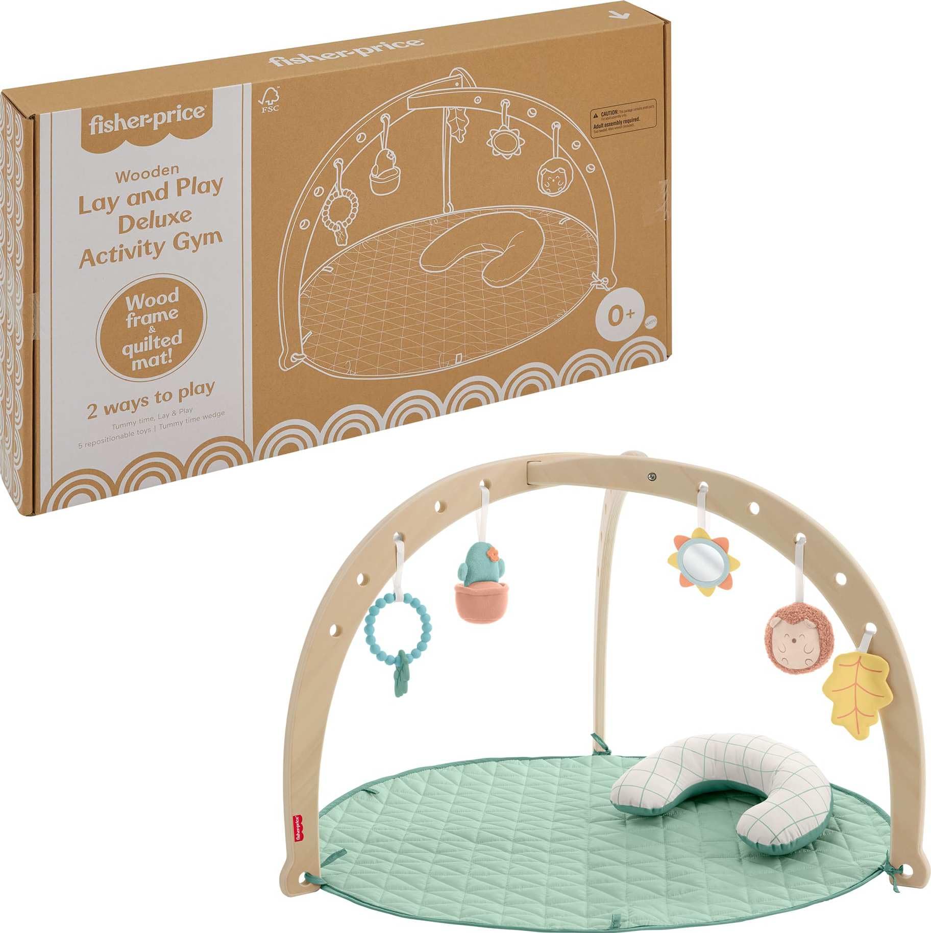 Fisher-Price wood frame and soft playmat for lay-and-play sessions