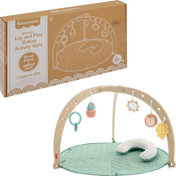 Fisher-Price wood frame and soft playmat for lay-and-play sessions