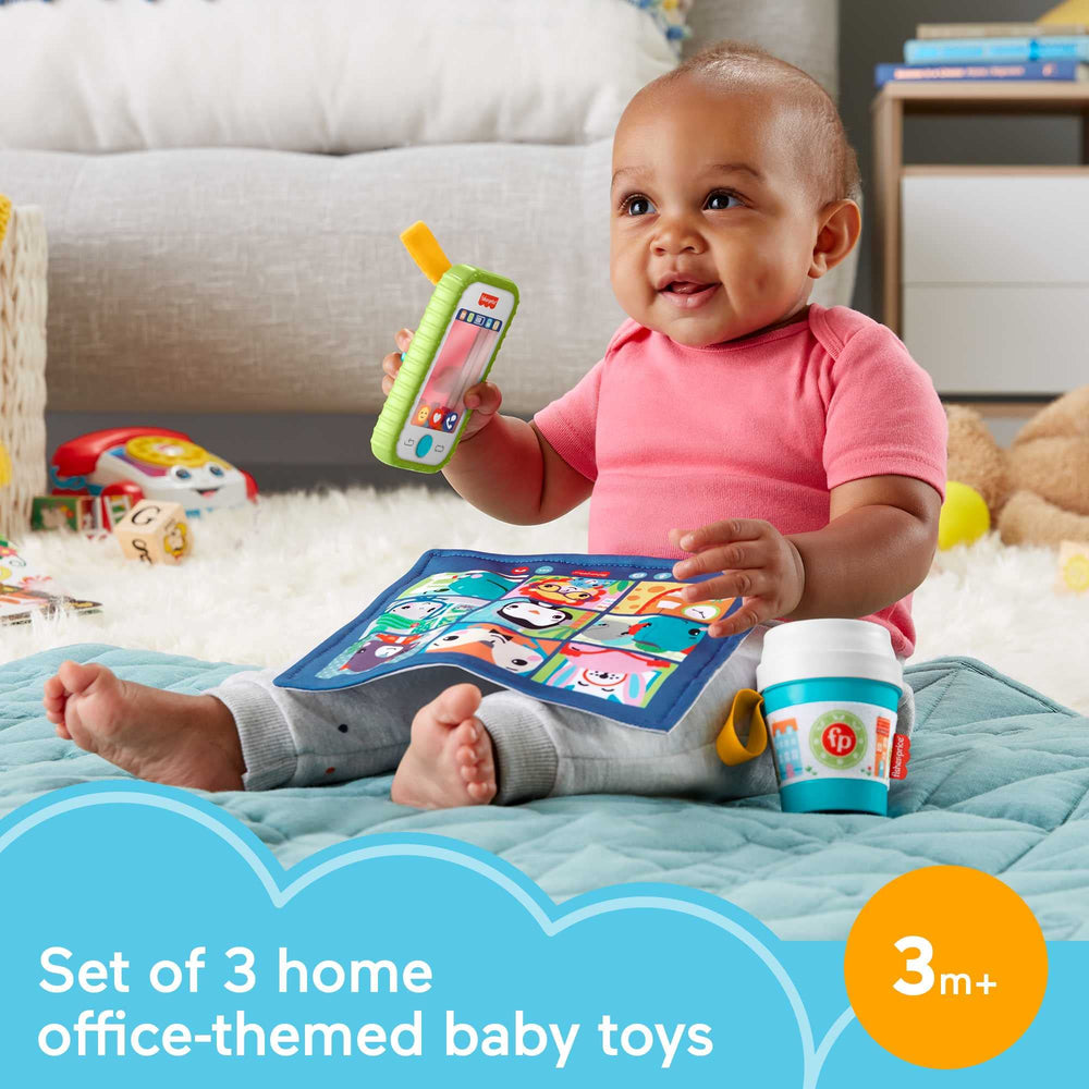 Fisher-Price Work From Home Set crinkle newspaper: textured play with soft sound