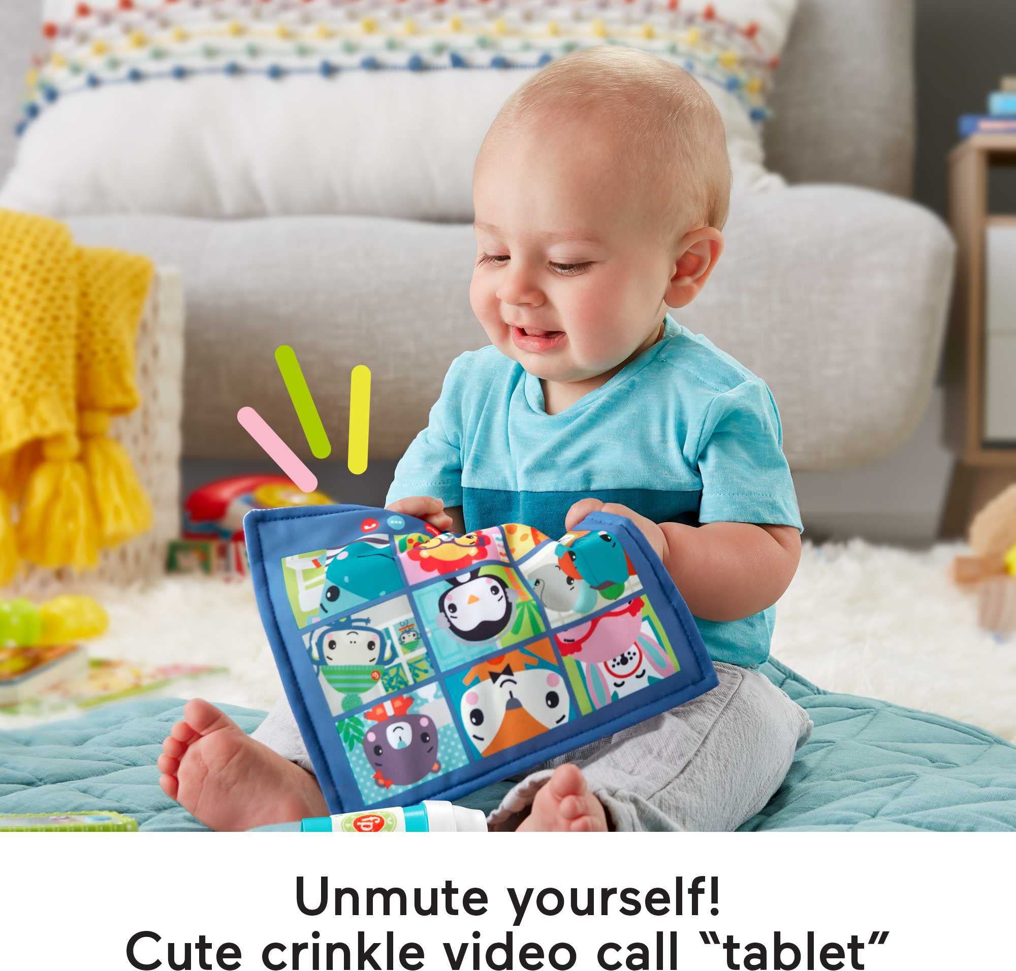 Fisher-Price Work From Home Set video call tablet: interactive play with crinkle