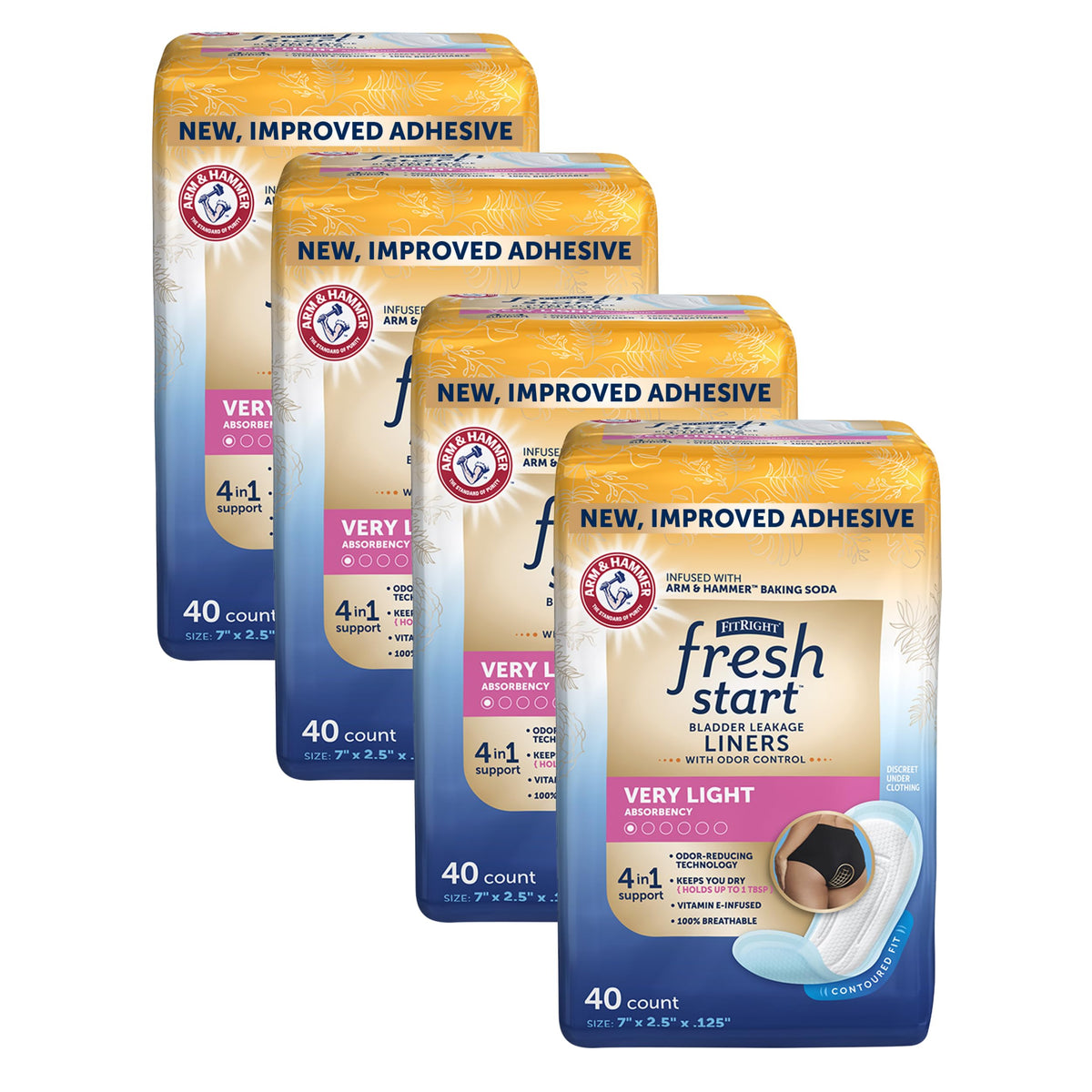 FitRight Fresh Start Liners packaging for discreet, on-the-go protection.