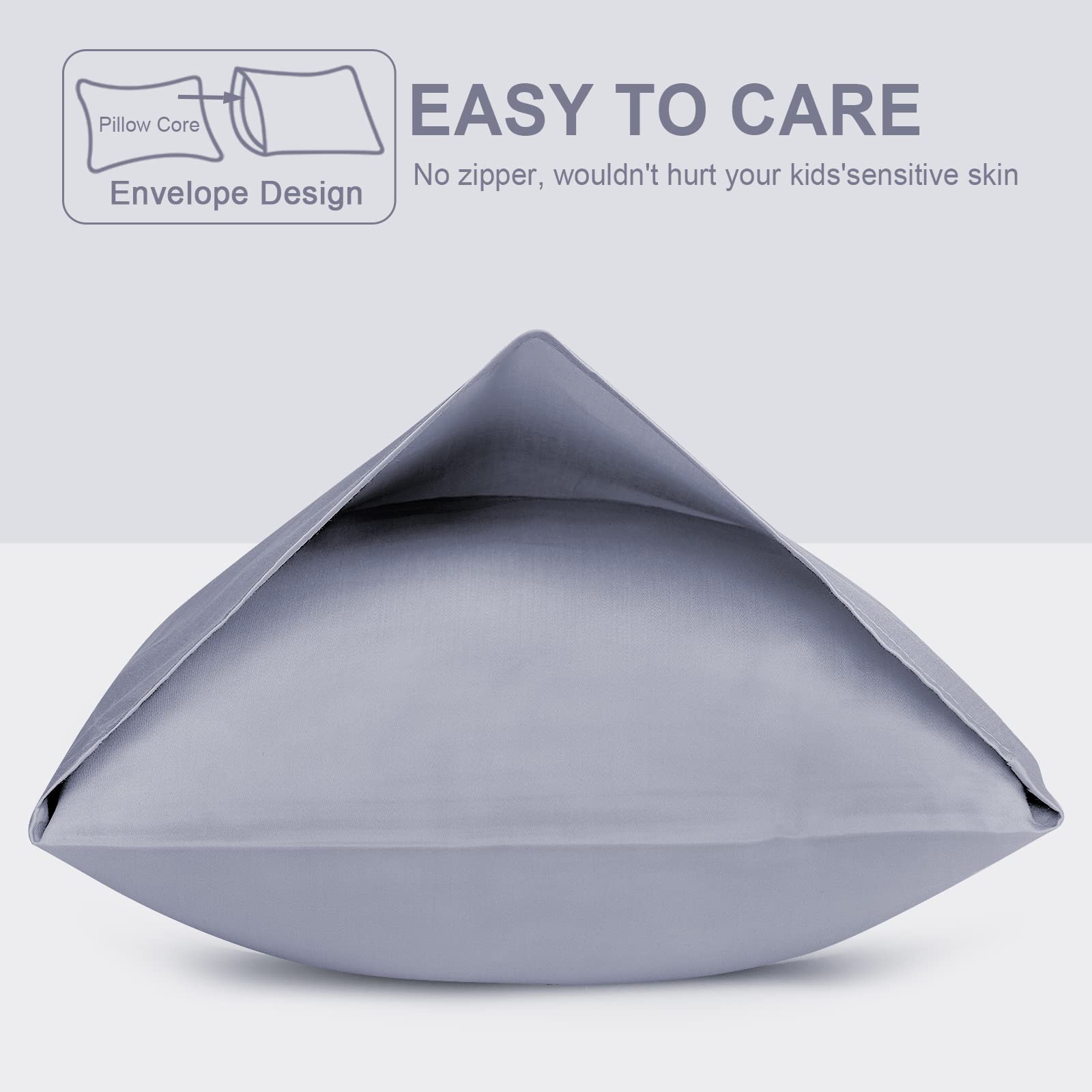 Fittia 2-pack pillowcases laid flat; easy care and fade-resistant for busy families