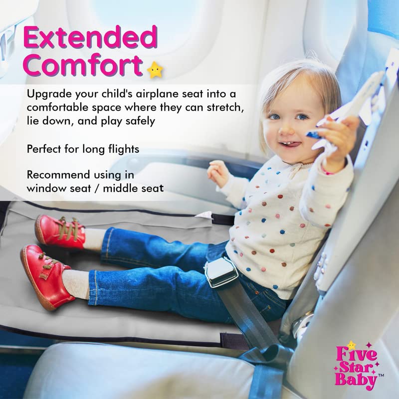FIVESTARBABY airplane seat extender for kids expands seat area for comfort.